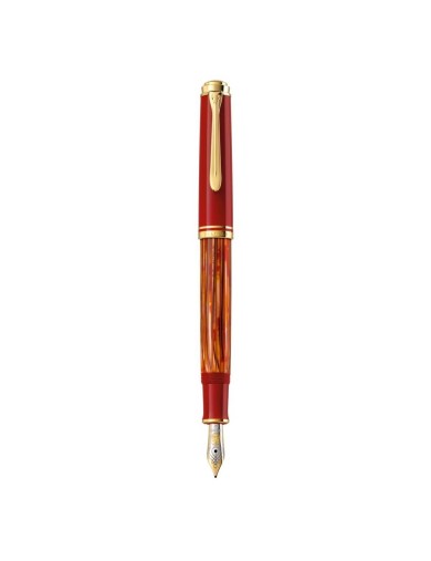 Pelikan - Souverän 600 Tortoiseshell-Red Fountain Pen - Online Sale - Lazzaroni Penne