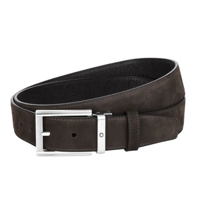 Montblanc » Cintura Reversibile in Pelle Nera/marrone Vacchetta e Nebuck 35 mm