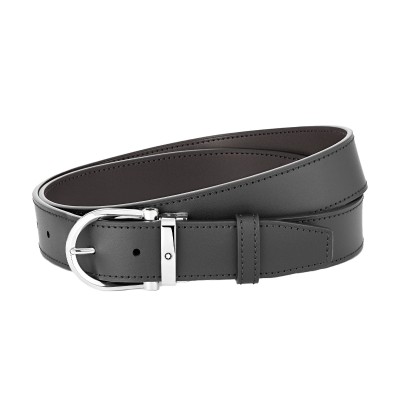 Montblanc - Horseshoe buckle black/brown 35 mm reversible leather belt