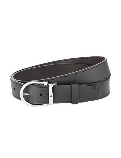 Montblanc Horseshoe buckle black/brown 35 mm reversible leather belt - Online Selling - Lazzaroni Penne