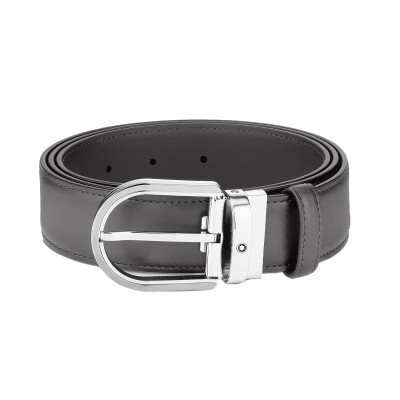 Montblanc - Horseshoe buckle grey 35 mm leather belt