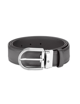 Montblanc Ceinture de 35 mm en cuir gris avec boucle en fer à cheval - Vente en ligne - Lazzaroni Stylos