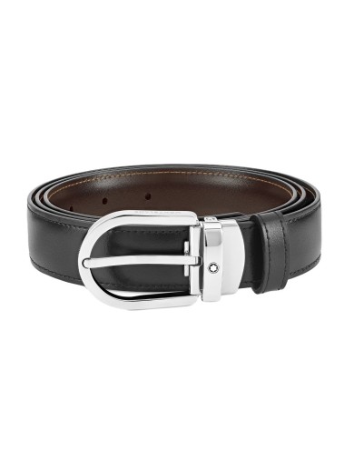 Montblanc Ceinture réversible en cuir noir/marron 30 mm avec boucle en fer à cheval - Vente en ligne - Lazzaroni Stylos