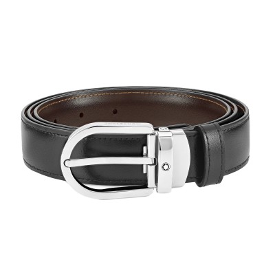 Montblanc - Horseshoe buckle black/brown 30 mm reversible leather belt