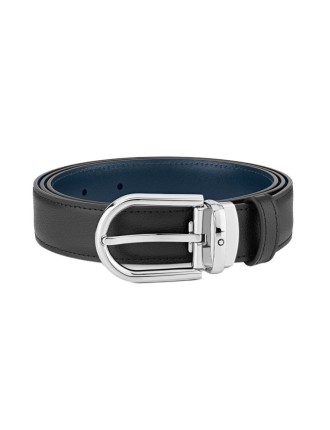 Montblanc Ceinture réversible en cuir noir/bleu 30 mm avec boucle en fer à cheval - Vente en ligne - Lazzaroni Stylos